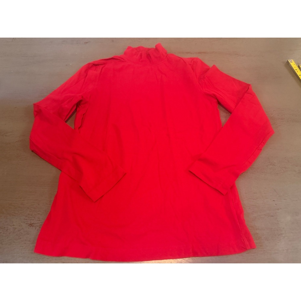 Croft & Barrow Womens Red Long Sleeve Mock Neck Stretch Cotton Top Size S